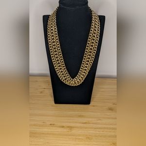 3 strand Cuban link gold chain necklace
